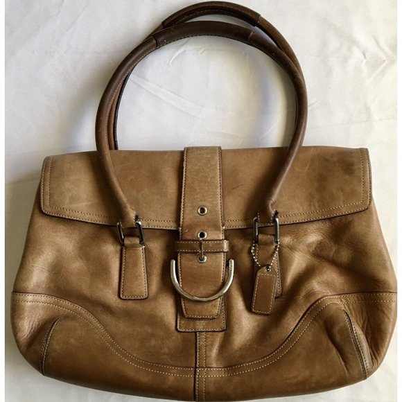 COACH Hampton‎ Soho Light Tan Genuine Leather Satchel Shoulder Bag H3S-9550 - Picture 3 of 14